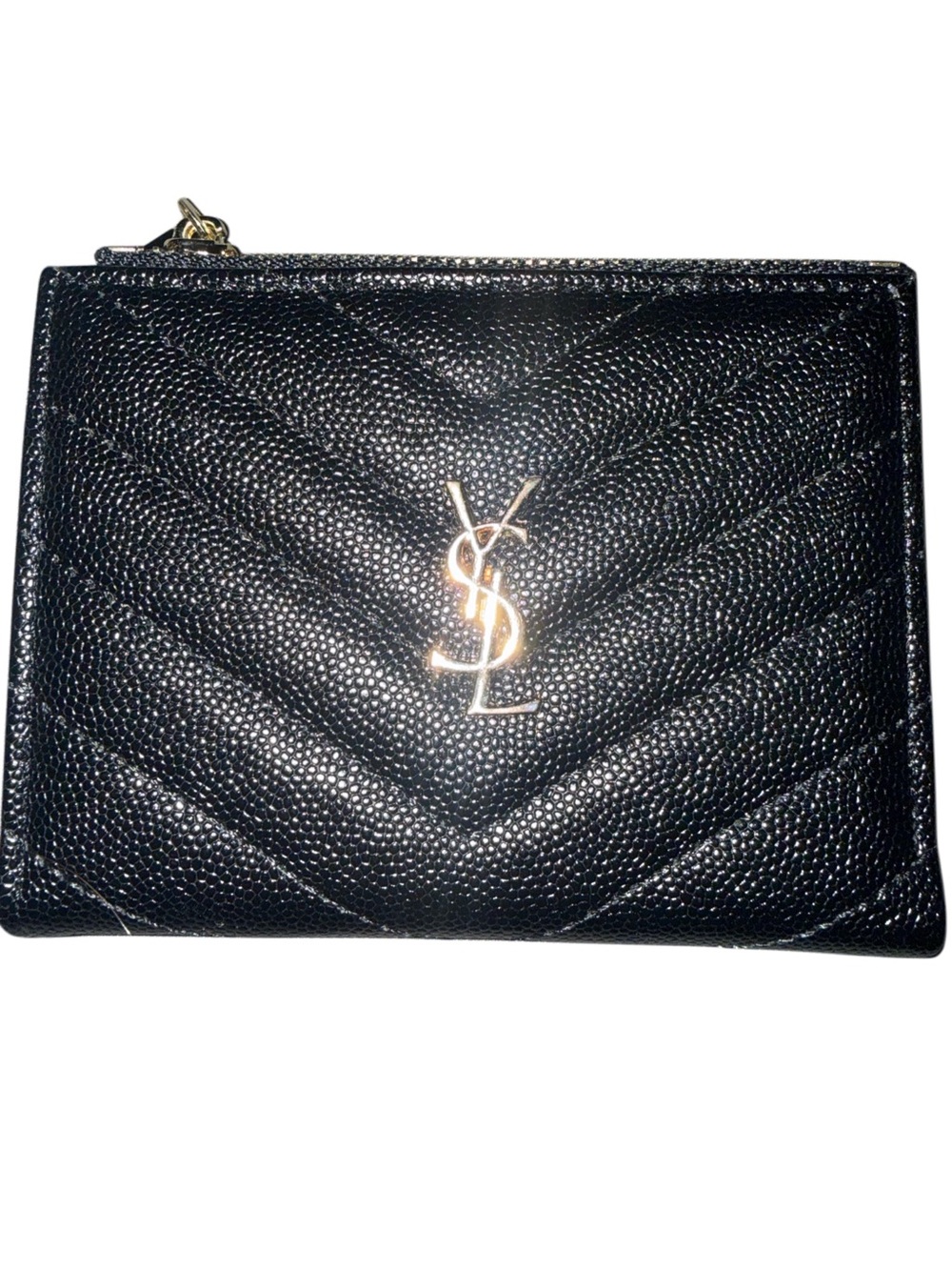 Black Quilted Compact Bifold Wallet Cash Holder Coin Purse Card Slots ID
